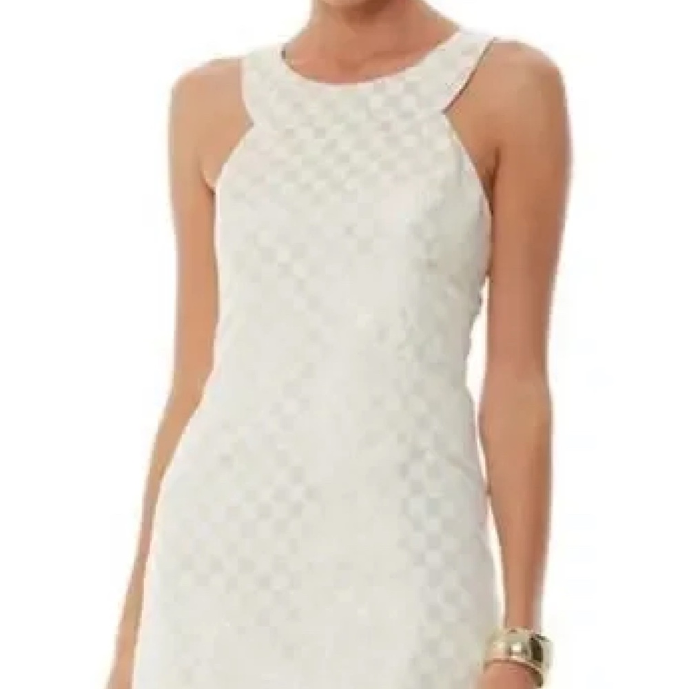 Lilly Pulitzer Size 0 White and Gold Checkered Dress
